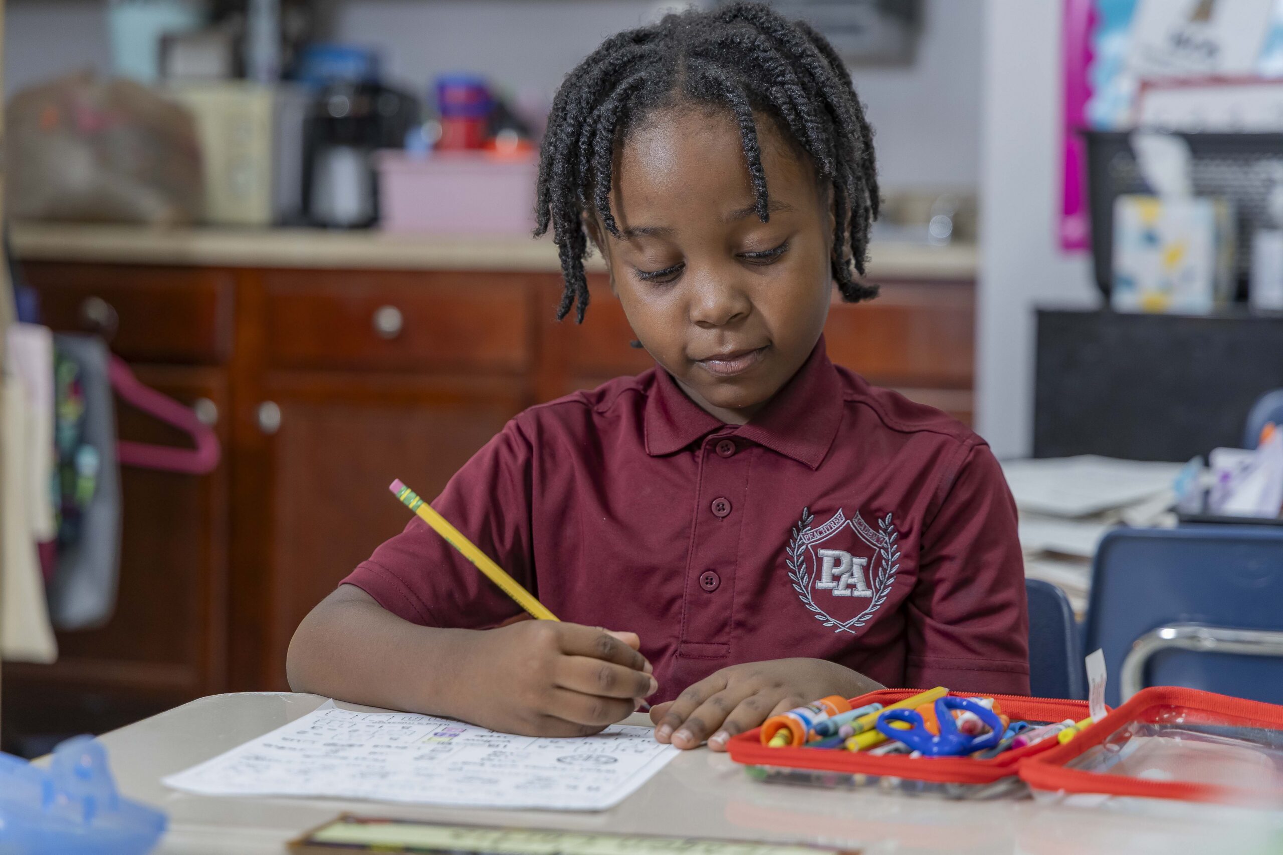 Peachtree Academy elementary student in the classroom