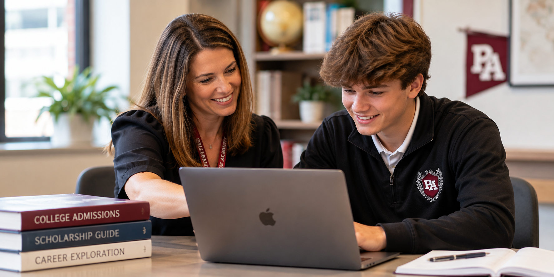 Peachtree Academy student receiving guidance while exploring college and Dual Enrollment opportunities